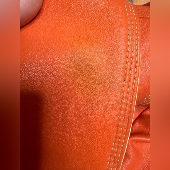 St John Sport by Marie Gray Orange Tangerine Leather Full Zip Jacket Medium - Picture 14 of 16